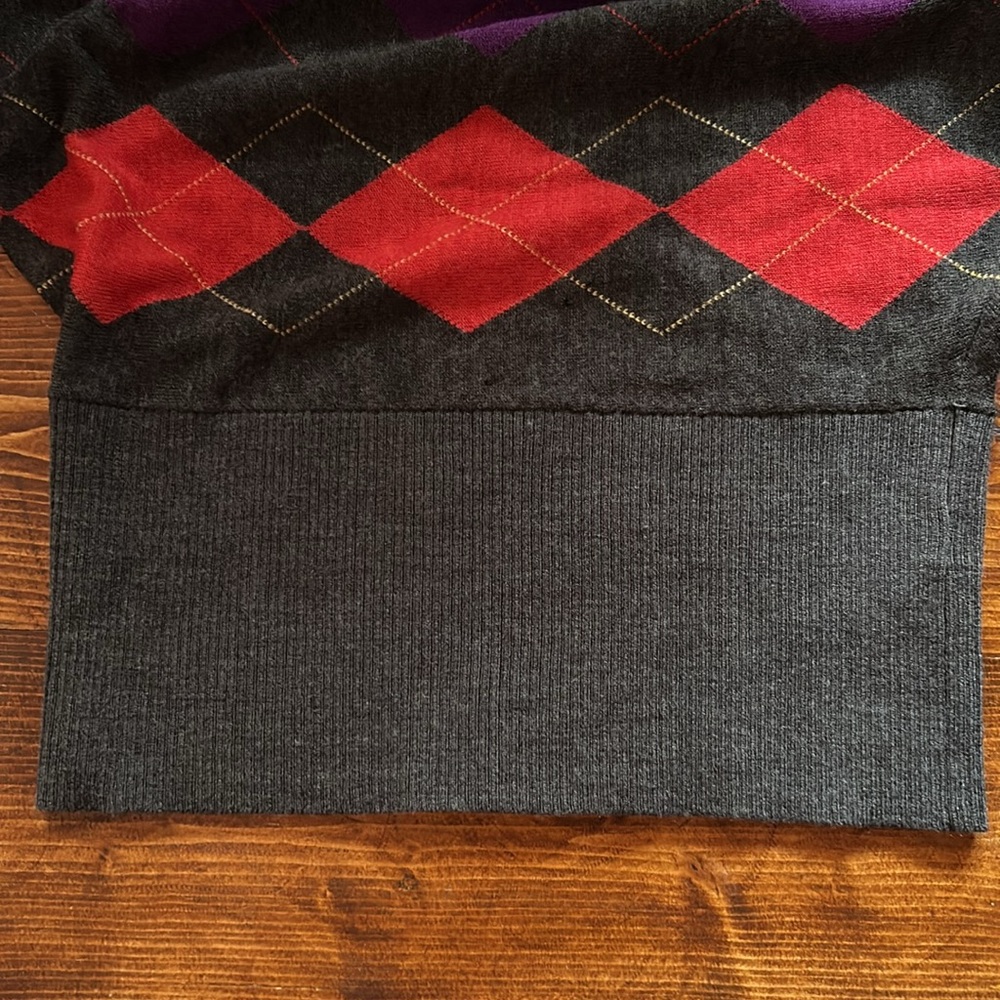 The Limited contemporary wool blend argyle sweater kimono sleeve lighter weight - Picture 6 of 6